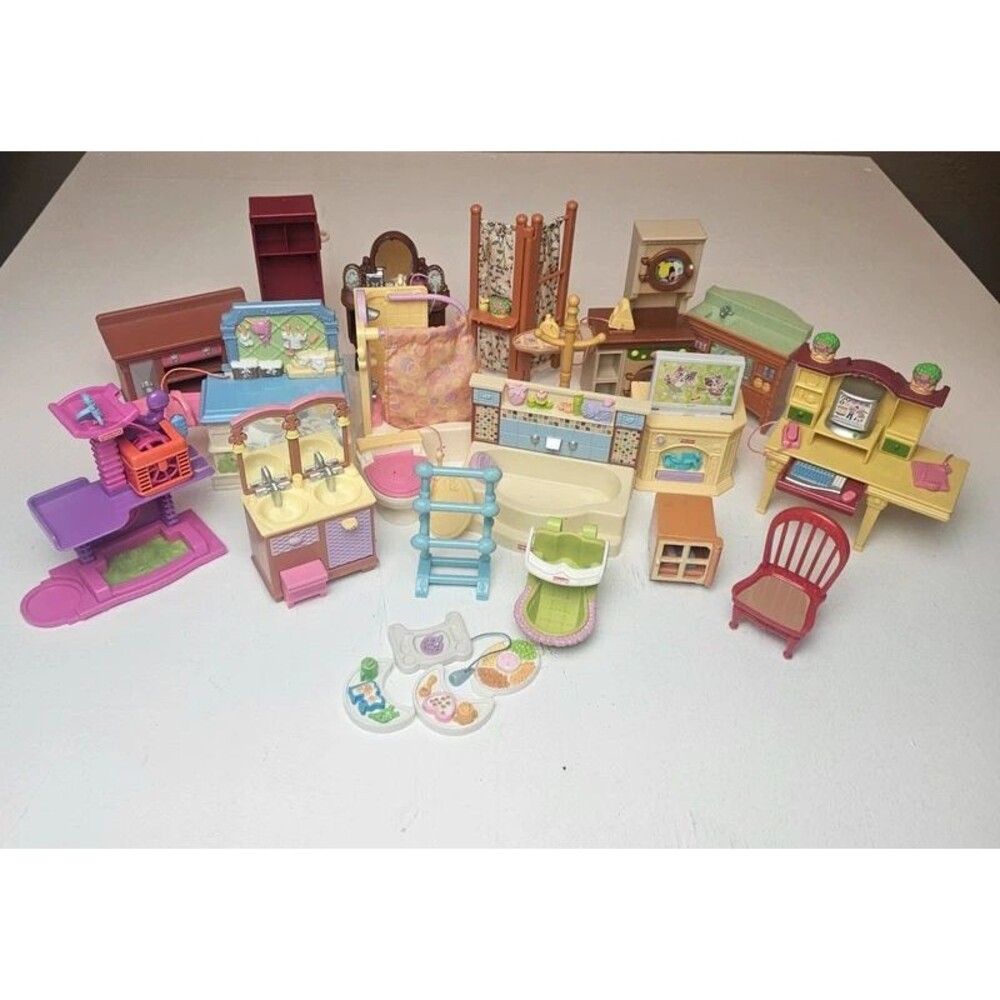 Fisher-Price Loving Family Dollhouse Room Sets Mixed Lot Bathroom Office Nursery